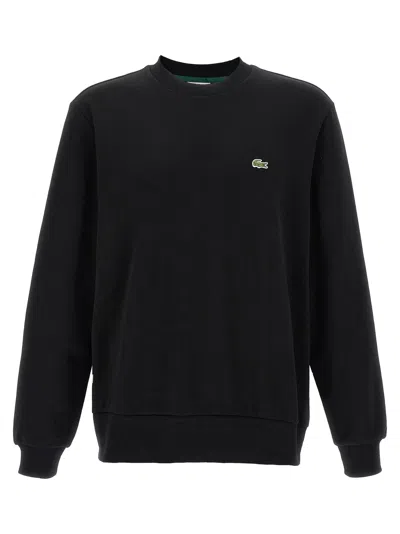 Lacoste Logo-patch Fleece Sweatshirt In Black