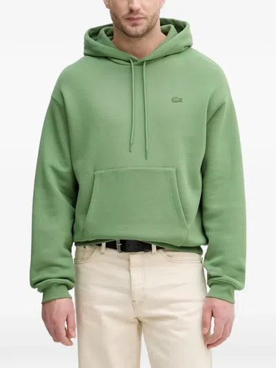 Lacoste Logo-patch Hoodie In Green