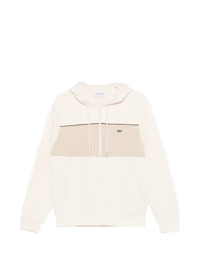 Lacoste Logo-patch Hoodie In Neutral