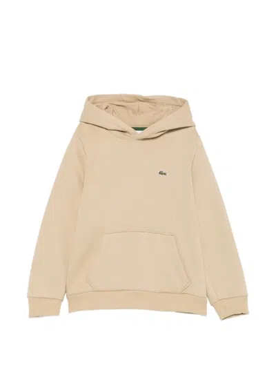 Lacoste Kids' Logo-patch Hoodie In Neutrals