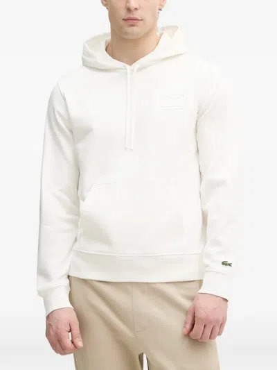 Lacoste Logo-patch Hoodie In White