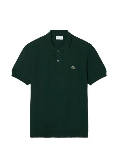 Lacoste Logo-patch Knit Polo Shirt In Green