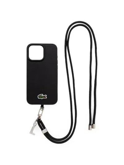 Lacoste Logo-patch Lanyard Iphone 16 Case In Pink