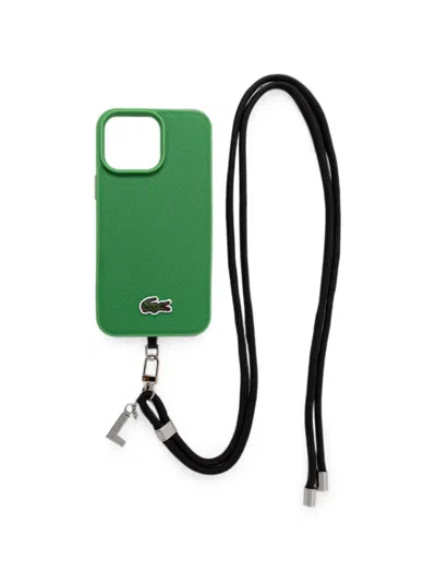 Lacoste Logo-patch Lanyard Iphone 16 Case In Green