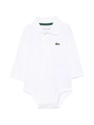 Lacoste Babies' Logo-patch Long-sleeve Bodysuit In White