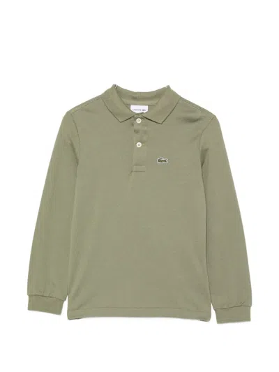 Lacoste Kids' Logo-patch Long-sleeve Polo Shirt In Green