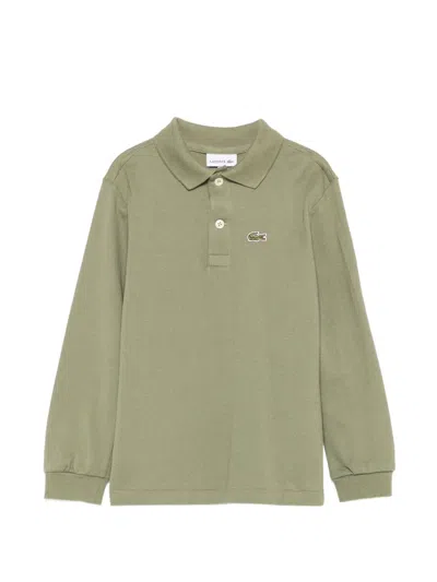 Lacoste Kids' Logo-patch Long-sleeve Polo Shirt In Green