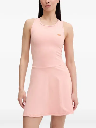 Lacoste Logo-patch Mini Dress In Brown
