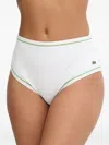 Lacoste Logo-patch Piped Bikini Bottoms In White