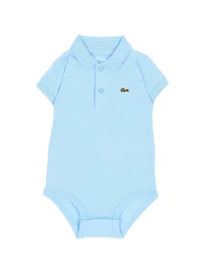 Lacoste Babies' Logo-patch Piqué Bodysuit In Blue
