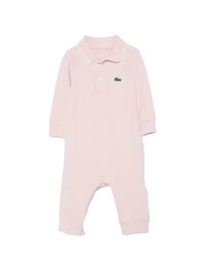 Lacoste Babies' Logo-patch Piqué Jumpsuit In Pink