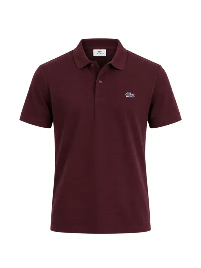 Lacoste Logo-patch Piqué Polo Shirt In Burgundy