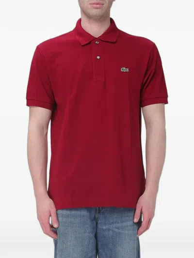 Lacoste Classic Pique Slim Fit Short Sleeve Polo In Bordeaux In Blue