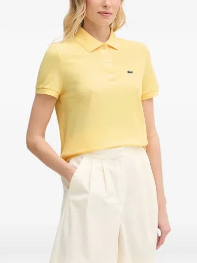 Lacoste Logo-patch Piqué Polo Shirt In Yellow