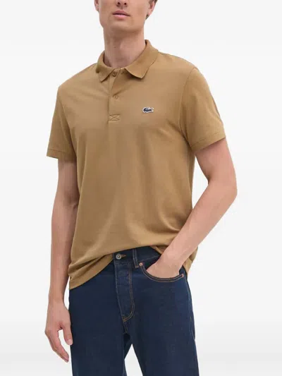 Lacoste Logo-patch Polo Shirt In Brown