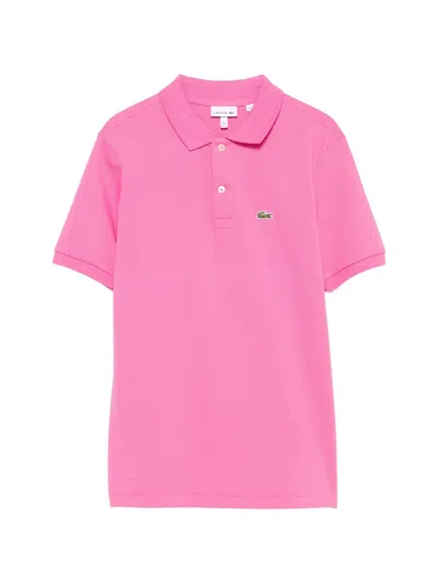 Lacoste Logo-patch Polo Shirt In Pink