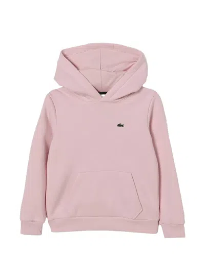 Lacoste Kids' Logo-patch Pouch-pocket Hoodie In Pink