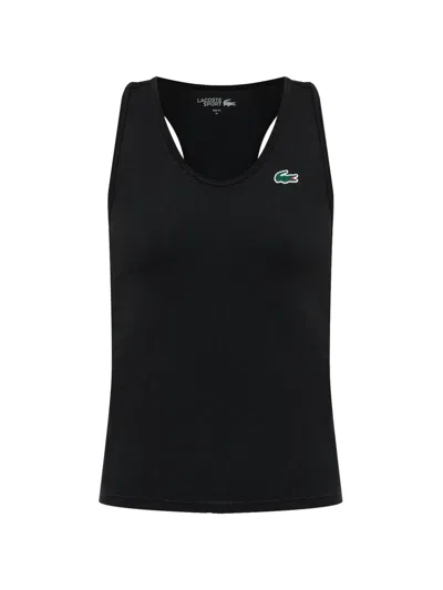Lacoste Logo-patch Racerback Top In Black