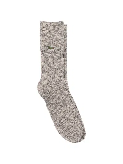 Lacoste Logo-patch Ribbed Socks In Neutral