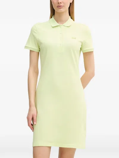 Lacoste Logo-patch Short-sleeve Mini Dress In Green