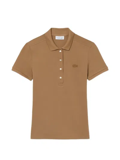 Lacoste Logo-patch Short-sleeve Polo Shirt In Brown
