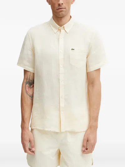 Lacoste Logo-patch Short-sleeve Shirt In Neutral