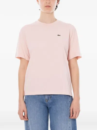 Lacoste Logo-patch Short-sleeve T-shirt In Pink