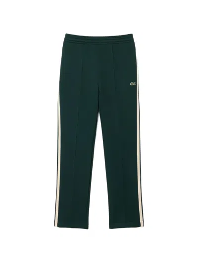 Lacoste Logo-patch Side-stripe Track Pants In Green