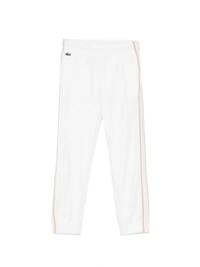 Lacoste Kids' Logo-patch Side-stripe Track Pants In White