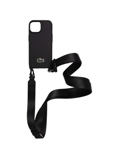Lacoste Logo-patch Strap Phone Case In Black