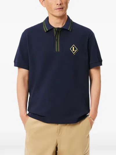 Lacoste Classic Fit French Made Badge Accent Polo Shirt In Blue