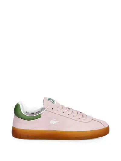 Lacoste Logo-patch Suede Sneakers In Pink