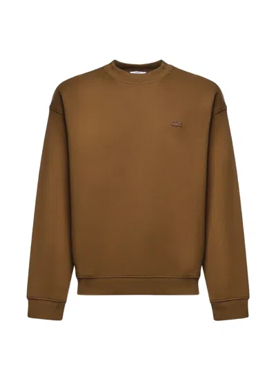 Lacoste Logo-patch Sweater In Brown