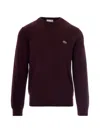 Lacoste Embroidered Loopback Cotton Sweatshirt In Burgundy