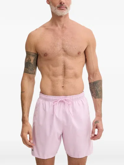 Lacoste Logo-patch Swim Shorts In Pink