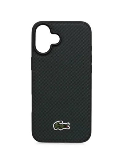 Lacoste Logo-patch Textured Iphone 16 Case In Black