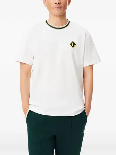 Lacoste T-shirt With Logo Patch And Trim In Yellow