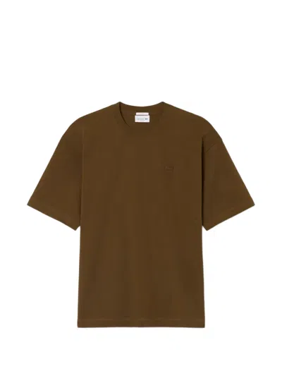 Lacoste Logo-patch T-shirt In Brown