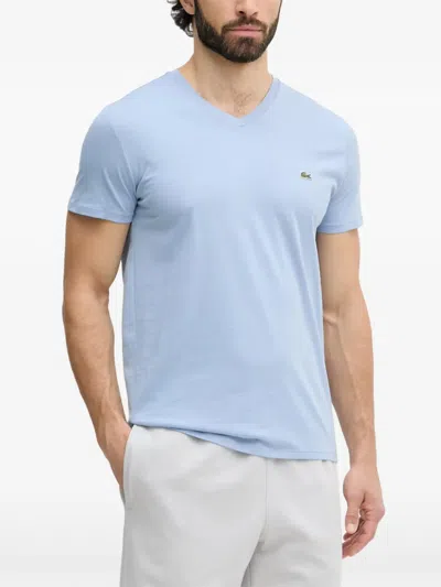 Lacoste Logo-patch V-neck T-shirt In Blue