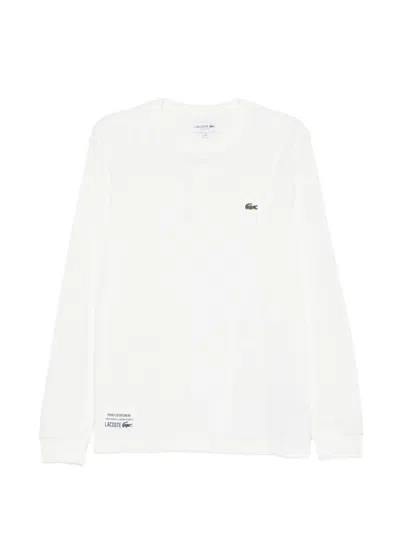 Lacoste Logo-patch Waffle-knit Polo Shirt In White