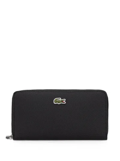 Lacoste Logo-patch Zip-around Wallet In Black