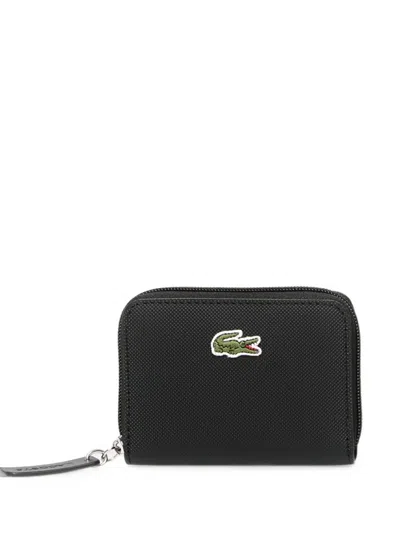 Lacoste Logo-patch Zip-around Wallet In Black