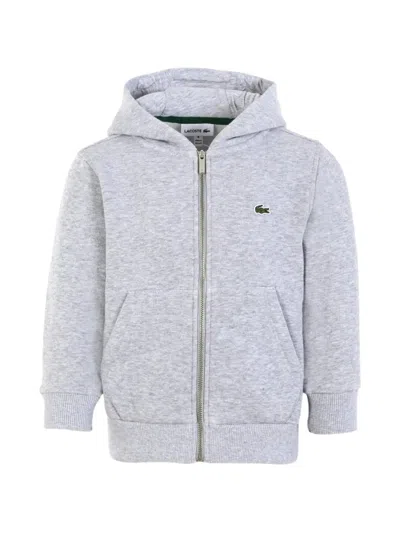 Lacoste Kids' Logo-patch Zip-up Hoodie In Grey