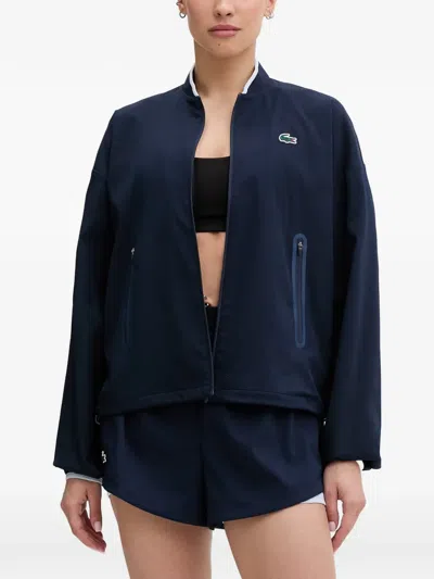Lacoste Logo-patch Zip-up Jacket In Blue