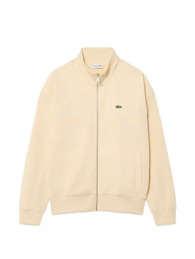 Lacoste Logo-patch Zip-up Sweater In Orange