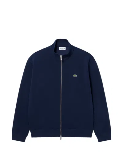 Lacoste Logo-patch Zip-up Sweatshirt In Blue