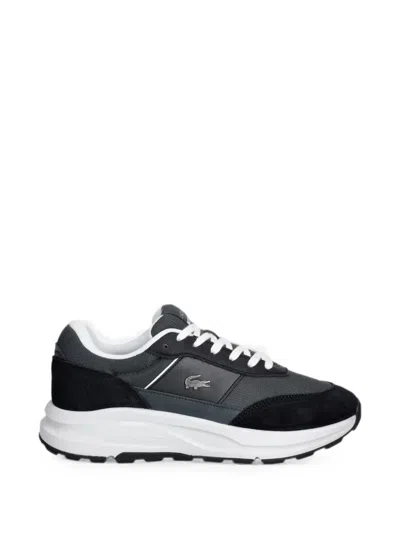 Lacoste Logo-plaque Panelled Sneakers In Black