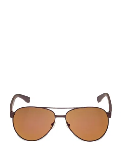 Lacoste Logo-plaque Pilot-frame Sunglasses In Brown