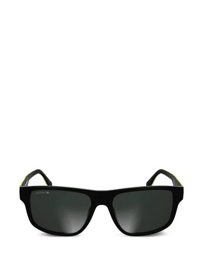 Lacoste Logo-plaque Rectangle-frame Sunglasses In Black