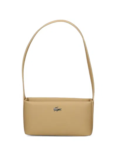 Lacoste Logo-plaque Shoulder Bag In Nude